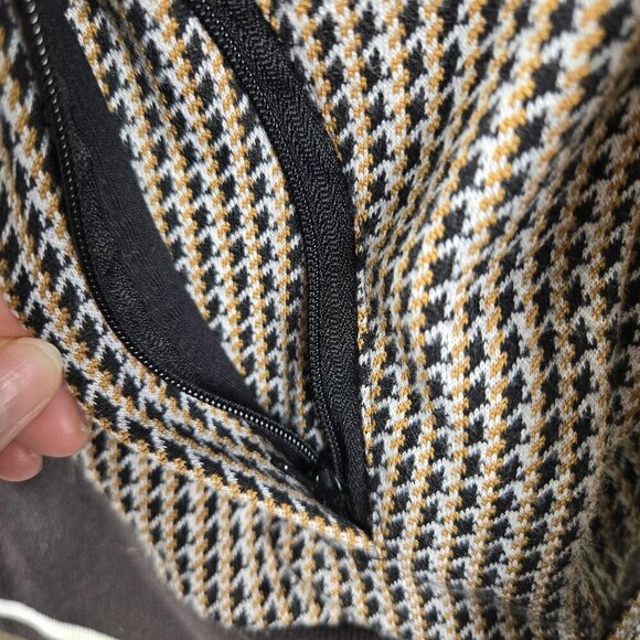 iets frans...Size XS Brown Houndstooth Zip Front Jacket Adj Collar Zip Pockets - Picture 9 of 16